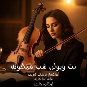 تصویر جلد نت ویولن «شب می‌خونه» با اجرای استاد فرهنگ شریف و صدای هایده، تنظیم‌شده توسط محمد حیدری – مناسب برای هنرجویان موسیقی کلاسیک ایرانی